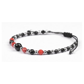 Bransoletka celebrytka czarny TURMALIN KORAL HEMATYT ochrona i spokój